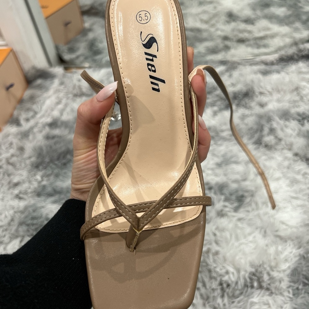 SHEIN mid open toe heels